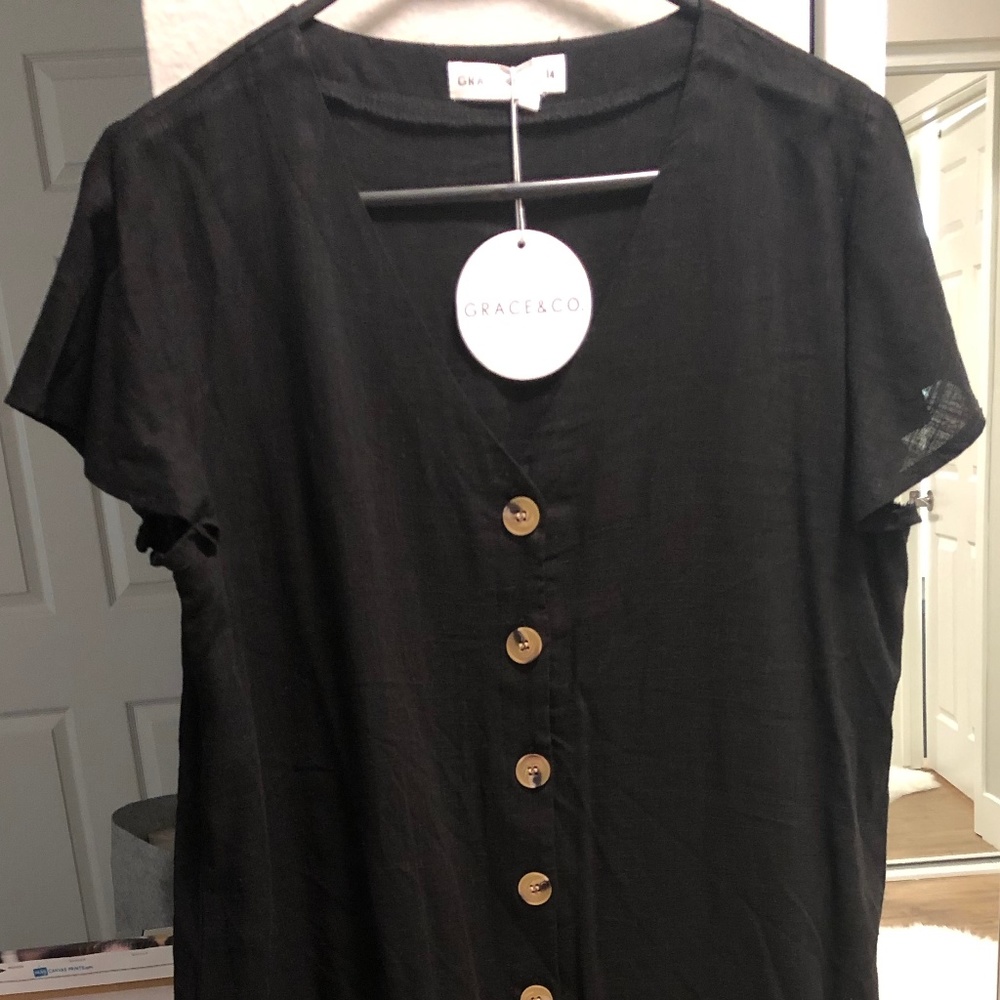 Little black linen summer dress
